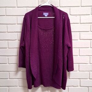 Laura Scott Business Formal Built-In Purple Shimmer Sweater. Size 2X NWOT